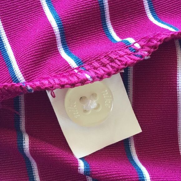 Nike Dri-Fit Magenta Stripe Sleeveless Quarter Button Performance Golf Shirt - Picture 14 of 16